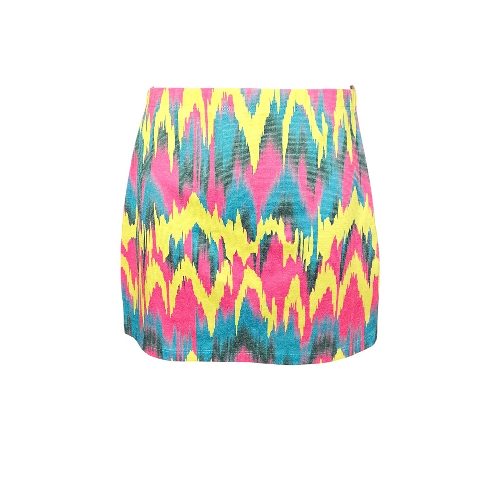 Body Central Neon Ikat Mini Skirt Sz S Y2K Festival Rave Bodycon Chevron‎ Pink